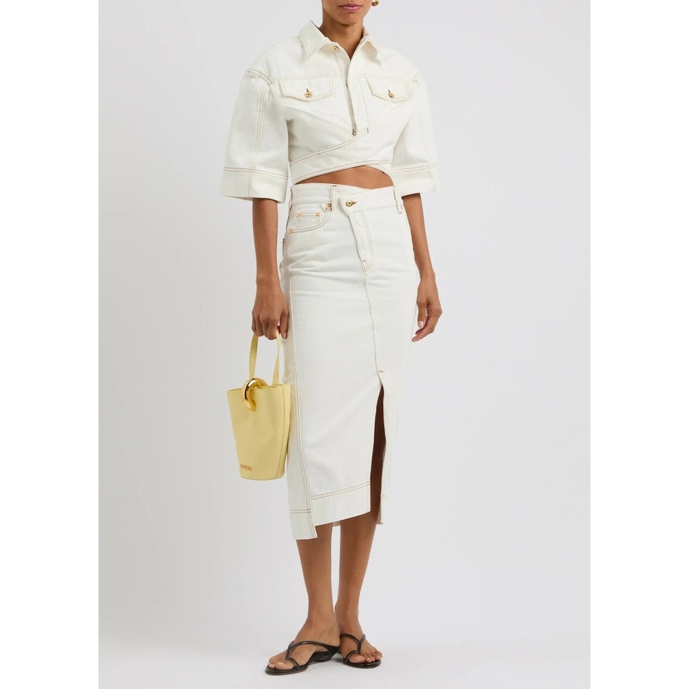 Jacquemus La Jupe De Nimes Denim Skirt 27 (US 4) Le Haut Top 38 (US 6) Off White